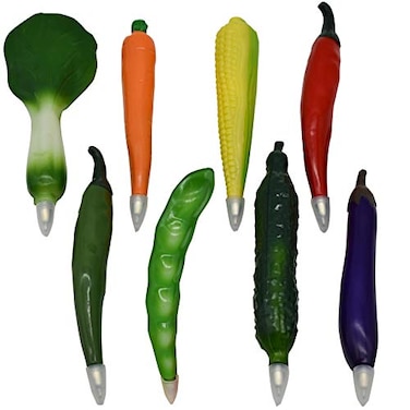 Maydahui 8 PCS Vegetables Shaped Ballpoint Pens Artificial Corn Red Pepper Carrot Eggplant Cucumber Green Pepper Chinese Cabbage Kidney Bean Pen for Students Women Homemaker