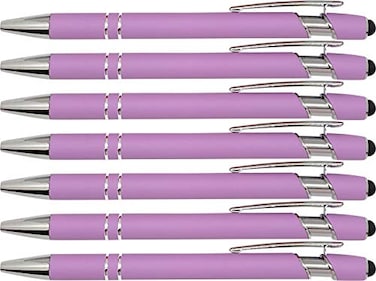 Express Pencils Pastel Rubberized Soft Touch Pastel Colors Ballpoint Pen with Stylus Tip a stylish premium metal pen black ink medium point Pastel Purple 7 Pack