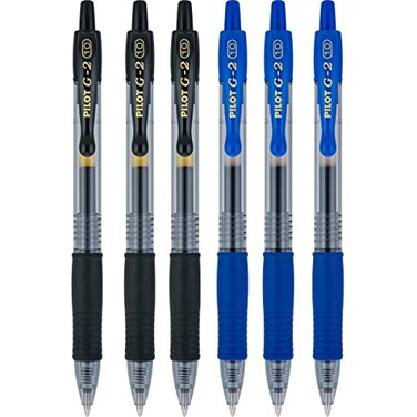 PILOT Pilot G2 pens retractable Gel Roller ballpoint Bold pt 10 Black Blue Bundle 6 COUNT