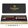 Scriveiner Deep Crimson Ballpoint Pen Stunning Red Lacquer Luxury Pen Chrome Finish Schmidt Black Refill Best Ball Pen Gift Set for Men Women Professional Executive Office Nice Designer Pen