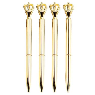 U Scinan 4 PCS Crown Top Ballpoint Pen Classic Metal Ballpoint Pen Office Supplies Gift Black Ink