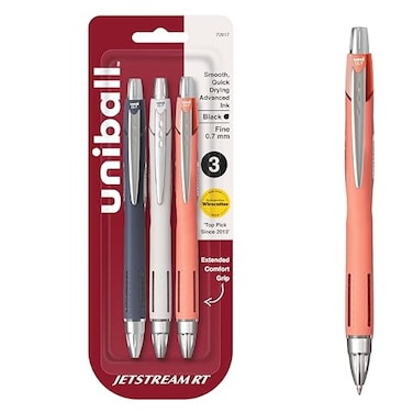 Uni-Ball uniball Jetstream RT Pens NY Times Wirecutter Best Pen for Over a Decade Pack of 3 Black Fine Point Pens 07mm Back to School
