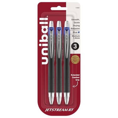 Uni-Ball uniball Jetstream RT Retractable Ballpoint Pen Medium Point 10mm Blue 3 Pack