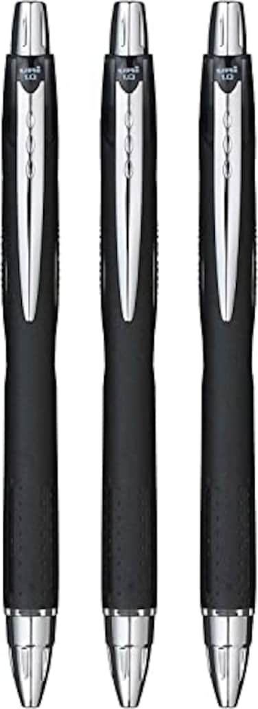 Uni-Ball uniball SXN210 Jetstream RT Rollerball Pens Black Smudge Resistant and Tamper Free Ink 10mm Ball Rubberized Grip Package of 3