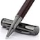 WEMATE Wood Rollerball Pen Set Extra 2 Ink Refills1 Black 1 Blue Fancy Writing Pen Nice Luxury Office Gift for Men Professional Executive Cool Wooden Pen for Journaling Black Oak