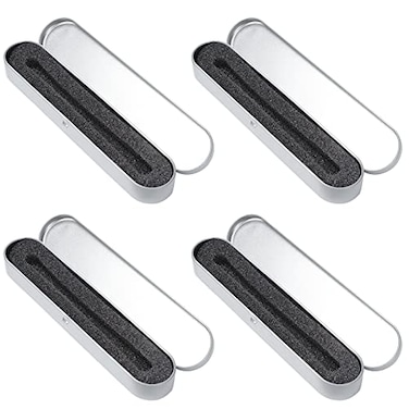 jojofuny 4 Pcs Metal Pen Boxes with Sponge Cushion 688X157X078In Square Pencil Tin Cases Lightweight Portable Pen Storage Organizer for Office School