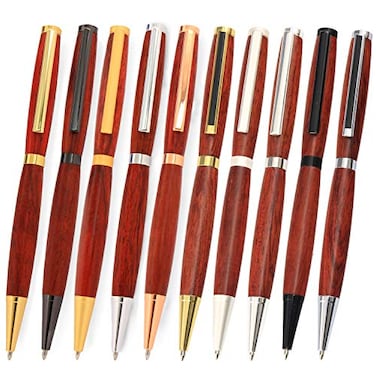 Legacy Woodturning Slimline Pen Kit 10 Pack Variety Gold Black Chrome Chrome with Black Stripe Clip Gun Metal Copper