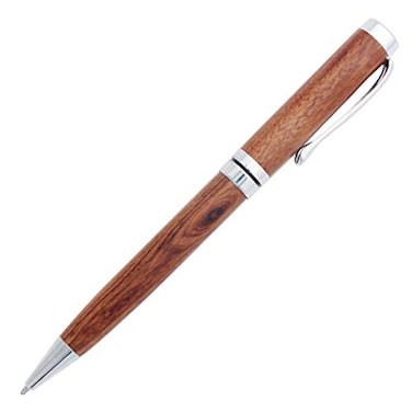 Gullor Handcrafted Rosewood Retractable Ballpoint Pen Natural Wood Pen Silver Clip