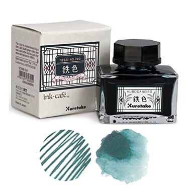 Kuretake Inkcaf MEIJI NO IRO KUROGANEIRO Ink Bottle 20g for Fountain Pens