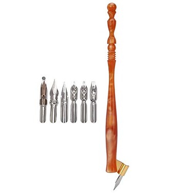 Biitfuu Calligraphy Oblique Nib Pen Point Holder English Calligraphy Pen Nib Holder Antique Copperplate Script Handed Dip Pen 6 Flat Nibs1