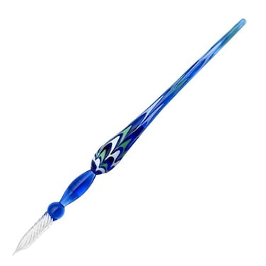 Gullor Vintage Glass Dip Pen Blue Crystal Sign Pen Gift Handmade