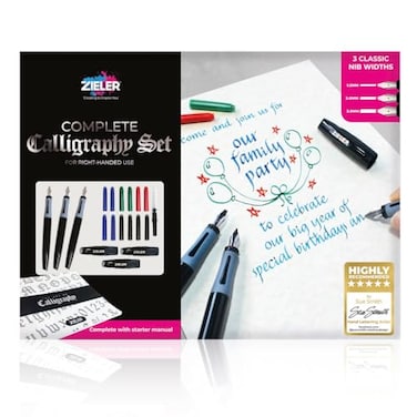 Zieler Calligraphy Pen Set Complete 3 Pen 17piece Calligraphy Writing Set FreeFlowing Pens with Soft Rubber Finger Grip Suitable for All Levels