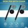 1InTheOffice Pen with Chain Counter Security Pen Adhesive Round Pad Black 4 Pack