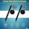 1InTheOffice Pen with Chain Counter Security Pen Adhesive Round Pad Black 4 Pack