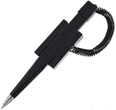 NOBO Pack of 5 Counter Coil Corded Wedgy Pen with Adhesive Backing Black Ink