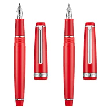 erofa 2 PCS Jinhao 82 Resin Fountain Pen Iridium Extra Fine Fine Nib with Converter Red with Silver Clip Writing Pen Set