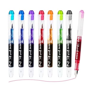 EYEYE Disposable Fountain Pens 8 Pack Multicolor Fine Point Fountain Pens for Writing Stainless Steel Nib Smooth Writing for Journaling Drafting Sketching Doodling Gifts