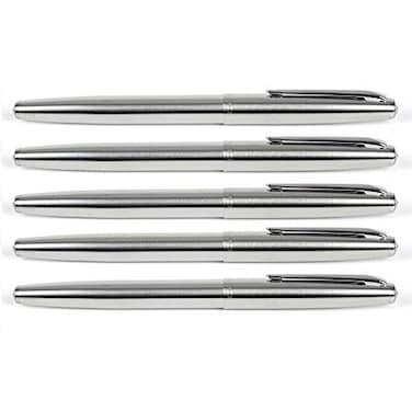 Gullor 5 PCS Stainless Steel EF Nib Classic Fountain Pens Set with Ink Converters