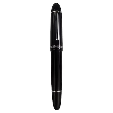 BALDHEADSALLY Jinhao X159 Black Fountain Pen 8 Fine Point Silver Trim Smooth Writing Instrument with Converter