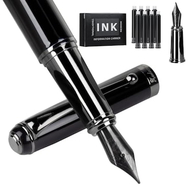 Zalantan Fountain PenSmooth Writing Metal Water Pen with Gift Case Fine Nib Consistent Ink Flow Luxury Pen for Nice Pens Includes a Calligraphy Nib 8 Cartridges a Ink Refill ConverterGrey