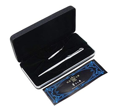 erofa Duke 209 Steel Silver Fountain Pen DoubleNibs Medium and Bent Nib Interchangeable Writing Set with Gift Box