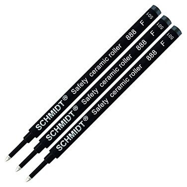 SCHMIDT 3 Pack Schmidt 888 Black Fine Rollerball Refill