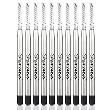 Penneed Ballpoint Pen Refills with Spring for B5B6B8 Pen Parker Waterman Compatible Ballpoint Pen Refills Twist Action Medium Point 10mm Pack of 10Black Ink