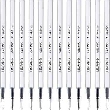 LINFANC Black Gel Pens Refills 12 Pack Retractable Gel Ink Pen Refills Bulk Fine Point 05mm Tip Smooth Writing Quick Dry Gel Pen Refills for Journaling Writing School Office Supplies 12 Black