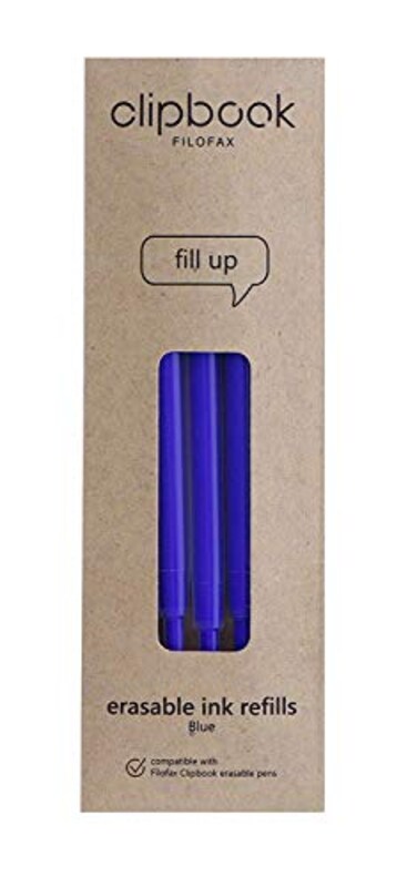 Filofax Blue Erasable Ballpoint Pen Refills Pack 3