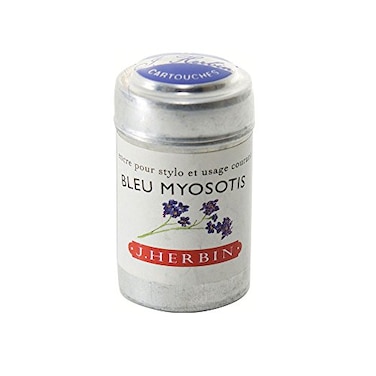 Jacques Herbin Herbin Fountain Pen Ink 1 tin of 6 cartridges Bleu Myosotis