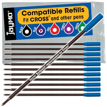 Jaymo Replacement for Cross 8511 Measures 4563 in 116 mm Long Ballpoint Pen Refill 12 Blue