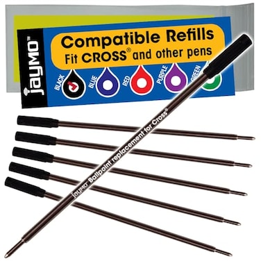 Jaymo Replacement for Cross 8513 Measures 4563 in 116 mm Long Ballpoint Pen Refill 6 Black