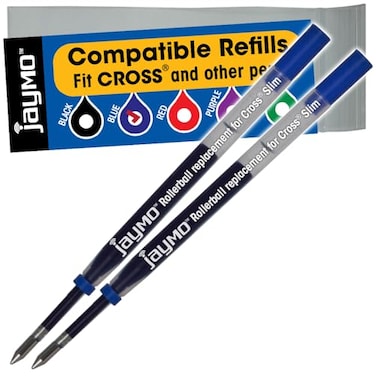 Jaymo Replacement for Cross Slim 89102 Measures 4 in 102 mm Long Gel Rolling Ball Pen Refill 2 Blue