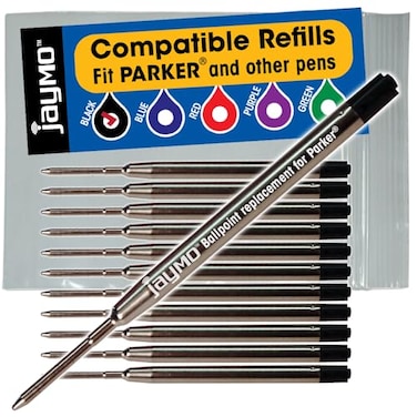 Cottage Mills Jaymo Replacement for Parker 1950369 and Bastion Measures 3875 in 98 mm Long G2 Ballpoint Pen Refill 12 Black