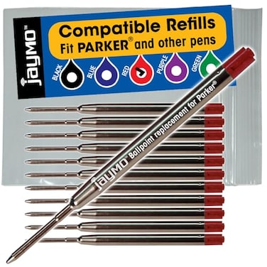 Cottage Mills Jaymo Replacement for Parker 1950370 and Bastion Measures 3875 in 98 mm Long G2 Ballpoint Pen Refill 12 Red
