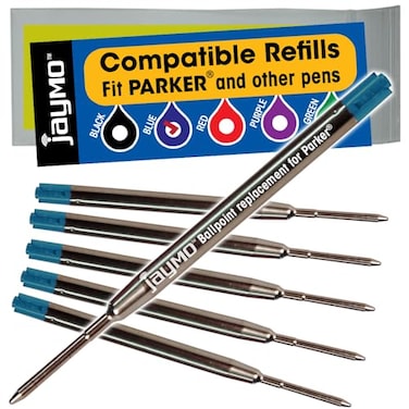 Cottage Mills Jaymo Replacement for Parker 1950371 and Bastion Measures 3875 in 98 mm Long G2 Ballpoint Pen Refill 6 Blue