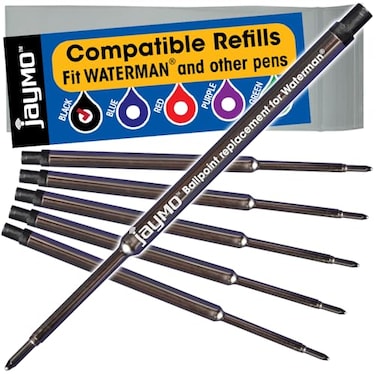 Jaymo Replacement for Waterman 834254 Measures 44 in 112 mm Long Ballpoint Pen Refill 6 Black