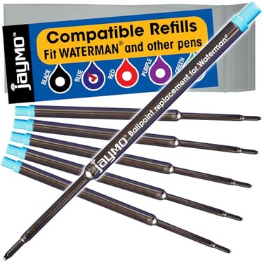 Jaymo Replacement for Waterman 834264 Measures 44 in 112 mm Long Ballpoint Pen Refill 6 Blue