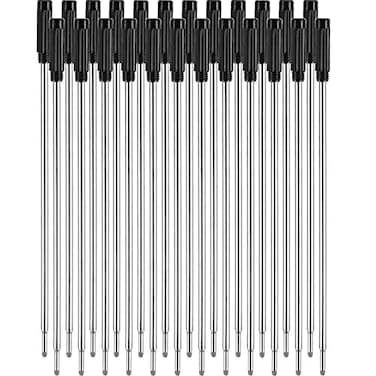 JOVITEC Jovitec 24 Pieces Replaceable Ballpoint Pen Refills Metal Pen Ink Refills Smooth Writing 45 Inch 116 cm and 1 mm Medium Tip for Gifts OfficeBlack