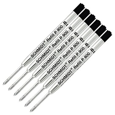 Lanier Pens Lanier Combo Pack Pack of 6 Schmidt P900 B Parker Style Ballpoint Refill Black Ink Broad Tip
