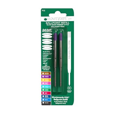 Monteverde Soft Roll Ballpoint Pen Refills to Fit ParkerStyle Pens Medium Point Pink 2Pack Smooth Writing Technology for Parker Conklin Schmidt and More