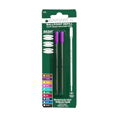 Monteverde USA Soft Ballpoint Refills to Fit Cross Pens Medium Point Purple Ink 2Pack Vibrant and Smooth Writing Performance