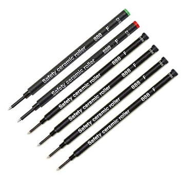 Lanier Pens Pack of 6 Schmidt 888 F Safety Ceramic Rollerball Refill GreenRedBlack Ink Fine Tip