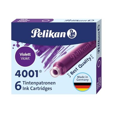 Pelikan 4001 TP6 Ink Cartridges for Fountain Pens Violet 08ml 6 Pack 301697