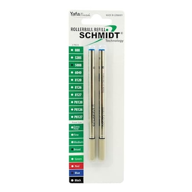 SCHMIDT Schmidt 5888 Ceramic Rollerball Metal Tube Refill Broad Point 10mm Blue Ink Smooth and Bold Writing Rollerball Pen Refills Premium German Quality LongLasting Ink Flow 2 Pack Blister