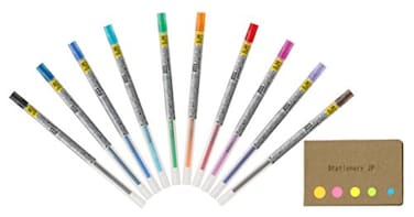 Stationery JP Signo Gel Ink Refills for Style Fit Gel Multi Pen 038mm 10 Color Ink Sticky Notes Value Set