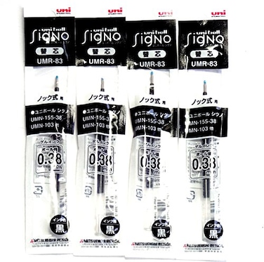 Uni-Ball Uni Signo RT1 Gel Ballpoint Pen Black Ink Refills 038mm Set of 4
