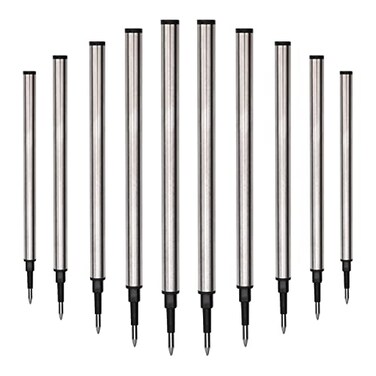 YIVONKA 10 Pieces Replaceable Ballpoint Pen Refills Medium Point Metal Refill Smooth Writing Black or Blue Ink Pen Refills 05 mm 10 Black 05mm Refills