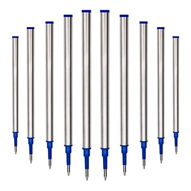 YIVONKA 10 Pieces Replaceable Ballpoint Pen Refills Medium Point Metal Refill Smooth Writing Black or Blue Ink Pen Refills 05 mm 10 Blue 05mm Refills