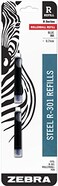 Zebra Pen Zebra R301 Stainless Steel Rollerball Pen Refill Blue Ink 2Count